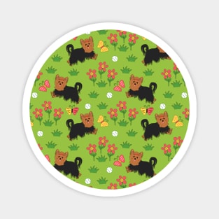 Yorkshire Terrier and Flowers Magnet